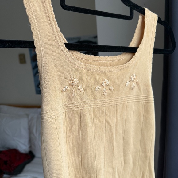 y2k floral yellow knit sleeveless tank - Picture 2 of 6